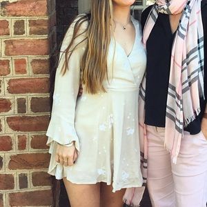 Free People Cream Floral Long Sleeve Dress